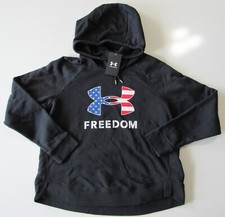 Under Armour Womens Freedom Logo Loose Fit Black Medium Hoodie 1370880-001 Nwt