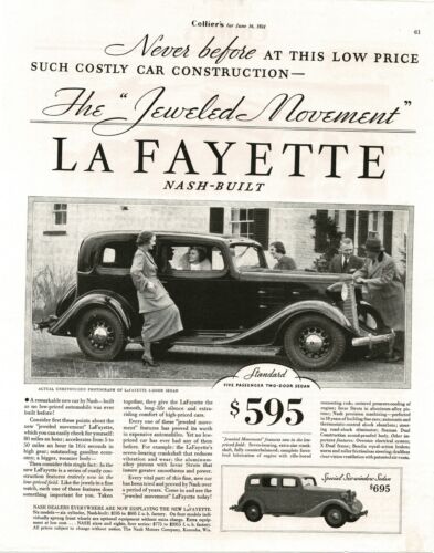 1934 Nash LAFAYETTE 2-door Sedan Vintage Print Ad - Picture 1 of 1