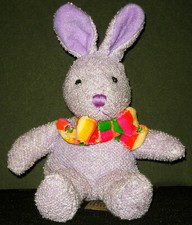 6" LAVENDER EASTER BUNNY STUFFED ANIMAL TOY POLYESTER FILL by RICH USED VG SHAPE