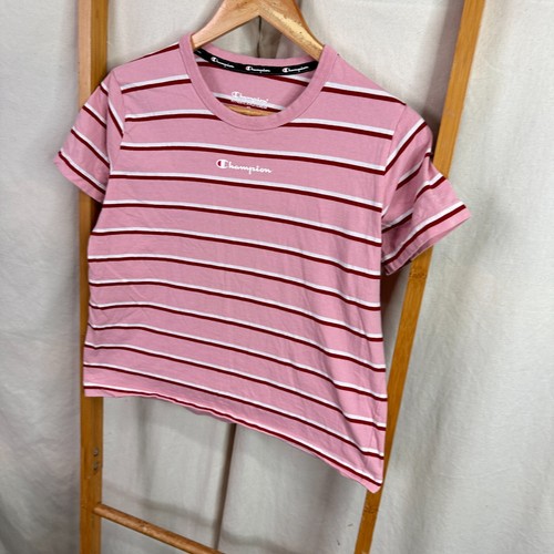 Champion Shirt Womens Extra Small Pink Striped Short Sleeve - Picture 3 of 8
