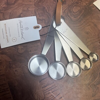 New 5pc Measuring Spoon Set Vintage Silver Finish - Hearth & Hand  with Magnolia