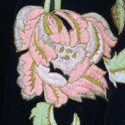 Robe Kimono Natori En Velours Noir - Taille M, Broderies Et Franges - Neuf Avec étiquettes