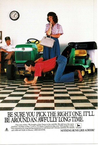 1988 JOHN DEERE garden tractor lawn mower Vintage Print Ad