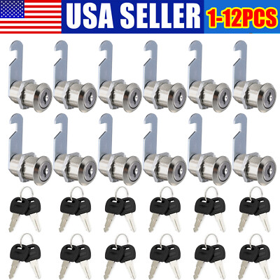 1-12Pcs Cam Lock Cabinet Keyed Cam Lock RV Door Kitchen Drawer Short Tool Box