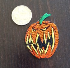 Embroidered/ Iron On Scary Pumpkin Head HALLOWEEN Patch 2"X1"