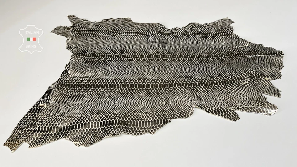 METALLIC PLATINUM SNAKE PRINT On Soft Lambskin Leather 3 skins 13sqf 1.0mm B7983 - Image 2 of 4