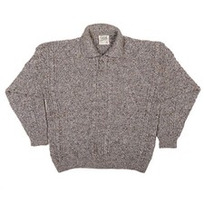 CARRAIG DONN Wool Ireland Fisherman Collar Button Sweater Men's Size Large Cable