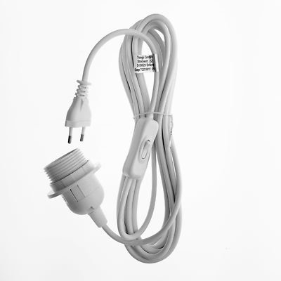 1011-500W Trango E27 Lampenfassung für Hängeleuchten mit Schalter 5,00 m weiß