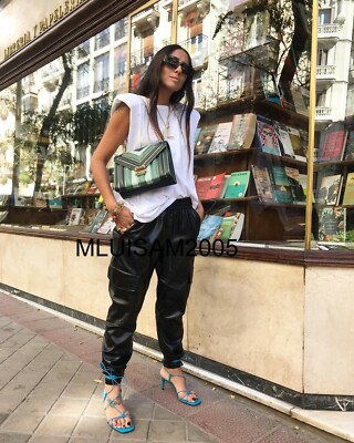 ZARA FAUX LEATHER CARGO TROUSERS BLACK 