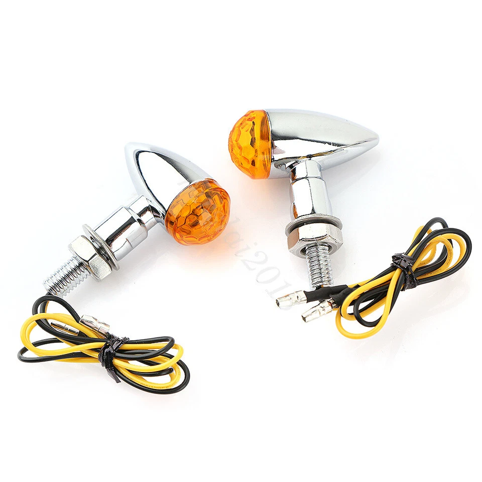 Par Indicador de luces de señal de giro mini lente esférica LED de metal cromado Foto 4 de 4