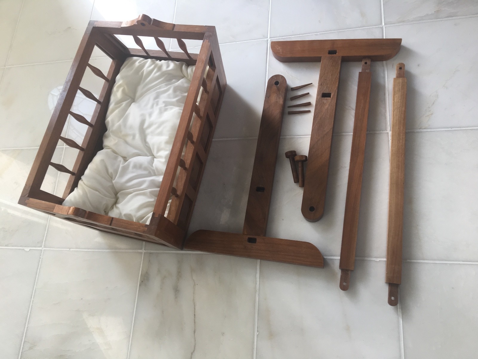 antique wooden doll cradle