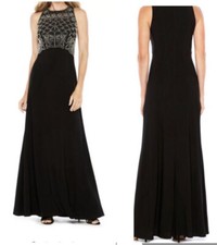 Jackie Jon Beaded Bodice Evening Gown Dress Sz 8 New with Tags Formal Prom
