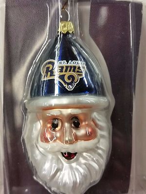 NFL St. Louis Rams SANTA CAP Blown Glass Ornament, NEW | eBay