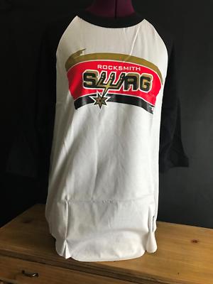 NEW ROCKSMITH COTTON BLACK/WHITE/RED T-Shirt RAGLAN SWAG SPURS LOGO HIP-HOP RAP