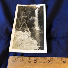 Vintage WWII era Original Photo Photograph Soldier at Waterfall