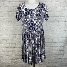 Asos Women's 2 Babydoll Dress Blue White Short Sleeve Stretch