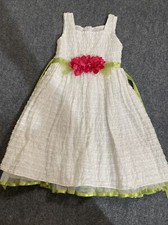 Sweet Heart Rose Dress Girls 6X White 3D Flower Sash Sleeveless