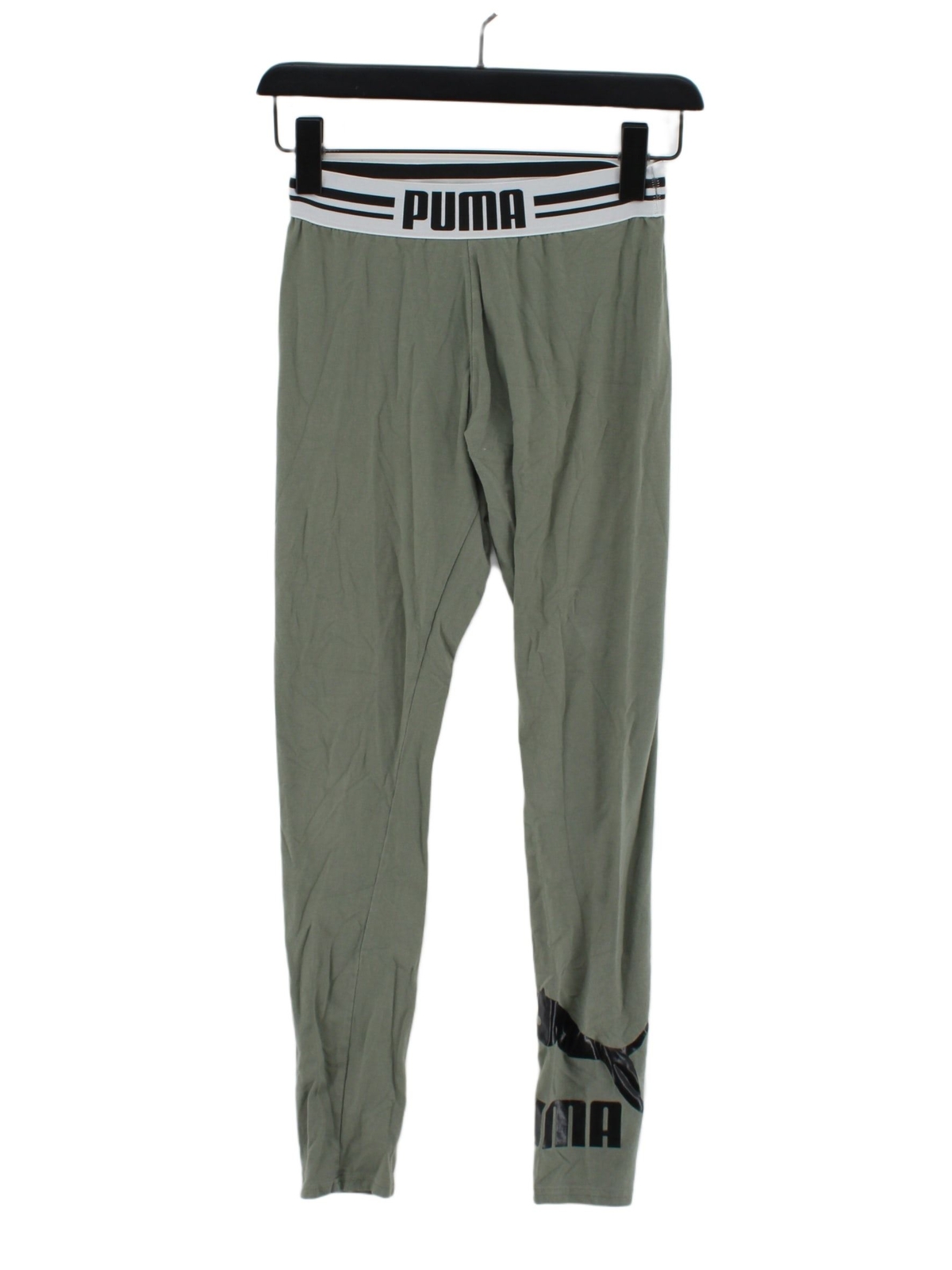 ALTRA Puma leggings donna UK 10 verde grafica 100% altro lunghezza intera