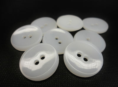 10 Stück Knöpfe Knopf,weiß, transparent, glänzend satiniert   Ø 20 mm,   K 171