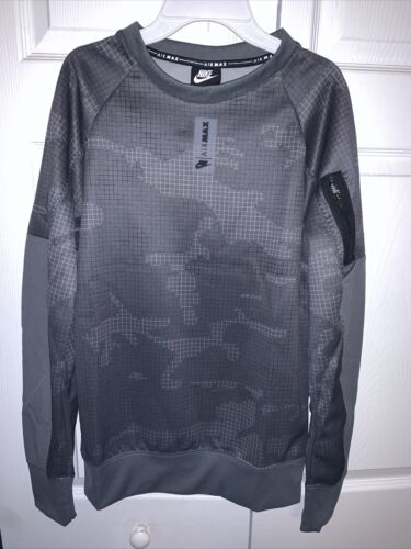 NWT Men's Nike Air Max Camo Crew Sweatshirt Sportsear Club CZ2830 068 Gray SZ XS