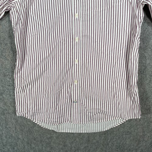 Tommy Hilfiger Shirt Mens Large White Blue Red Slim Fit Striped USA Preppy Top - Picture 7 of 12