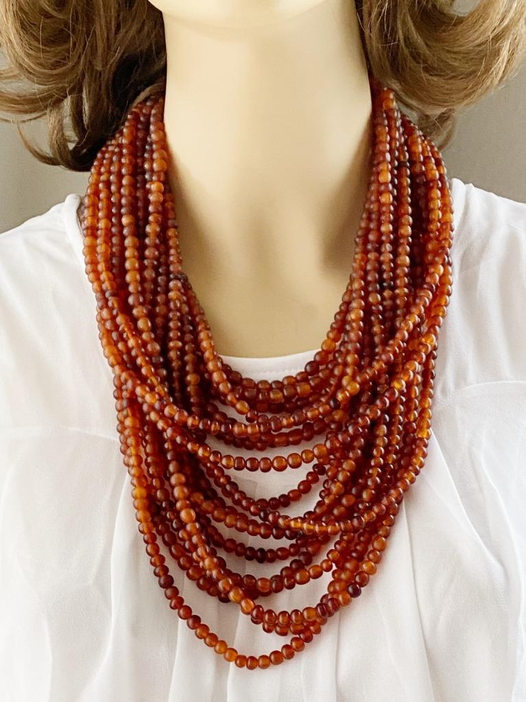 Gorgeous Gerda Lynggaard Monies 18-Strand Horn Beaded Necklace 20
