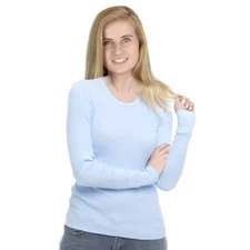 Preteen Sizing - Cotton Thermal Long Sleeve Shirt Top Sky - Fall - Winter - 8002