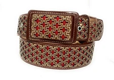 MEN'S WESTERN LEATHER BELT. SADDLE HORSE COWBOY RODEO BELT. CINTO CHARRO VAQUERO