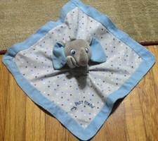 Garanimals Elephant Lovey Security Blanket stars blue gray My best friend"