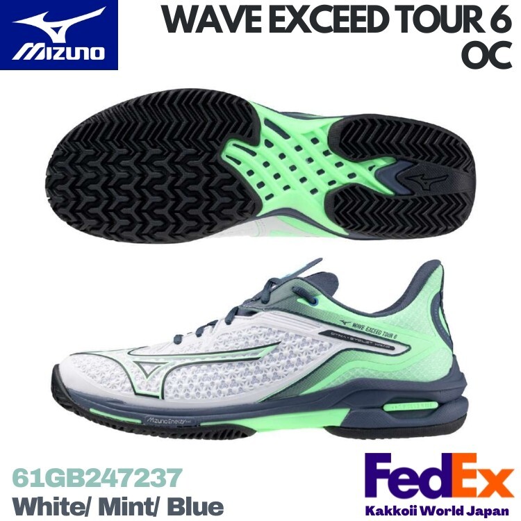 Mizuno Tennis Shoes WAVE EXCEED TOUR 6 OC 61GB2472 37 White/ Mint