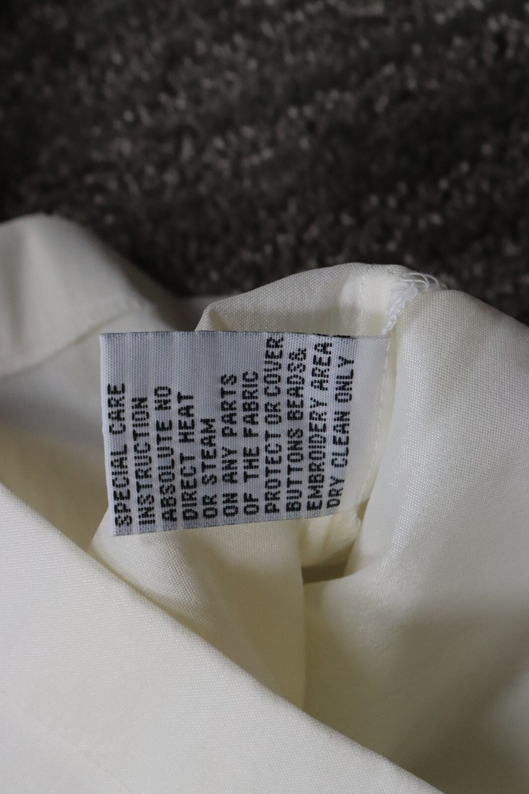 Vintage KM Collections By Milla Bell Blouse Womens 14 Ivory Floral Cutout Beaded image 4