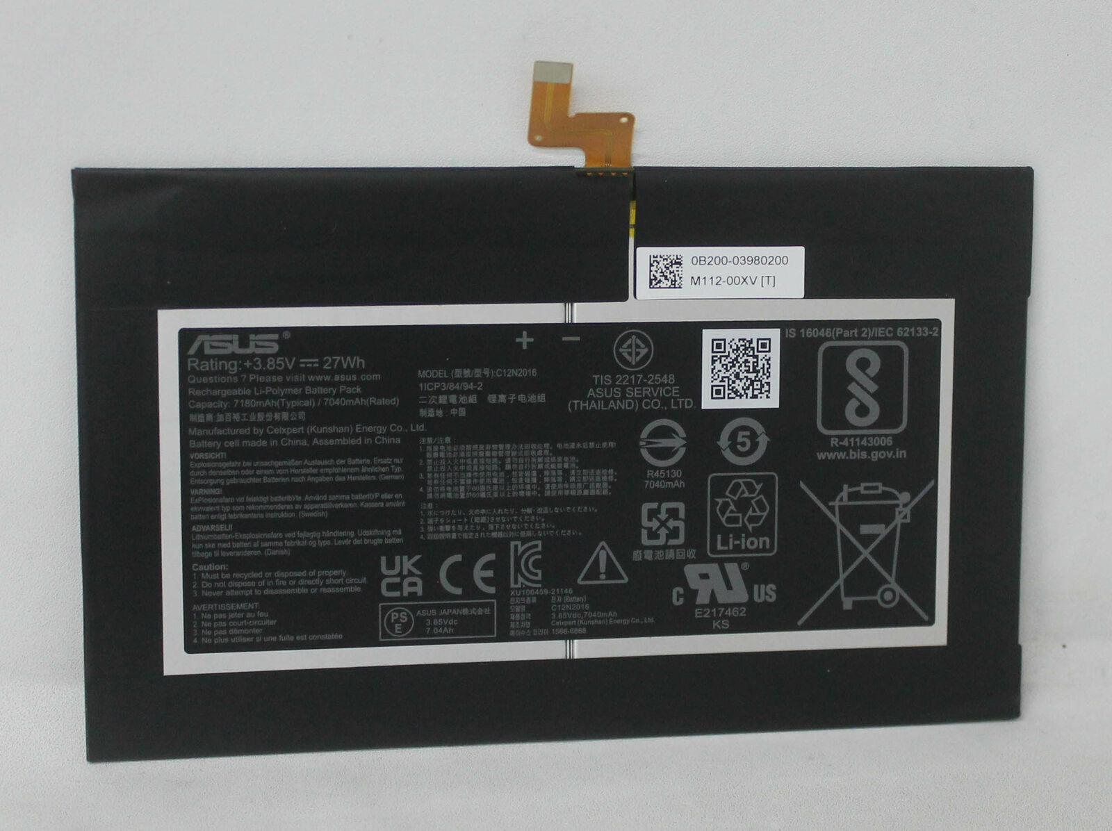 C12N2016 ASUS Battery 3.85V 27Wh Cm3000Dv Chromebook CM3000DVA