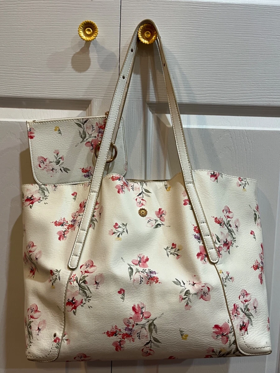 LC Lauren Conrad Floral **TOTE** Bag with small zipper purse Size  MEDium-Large