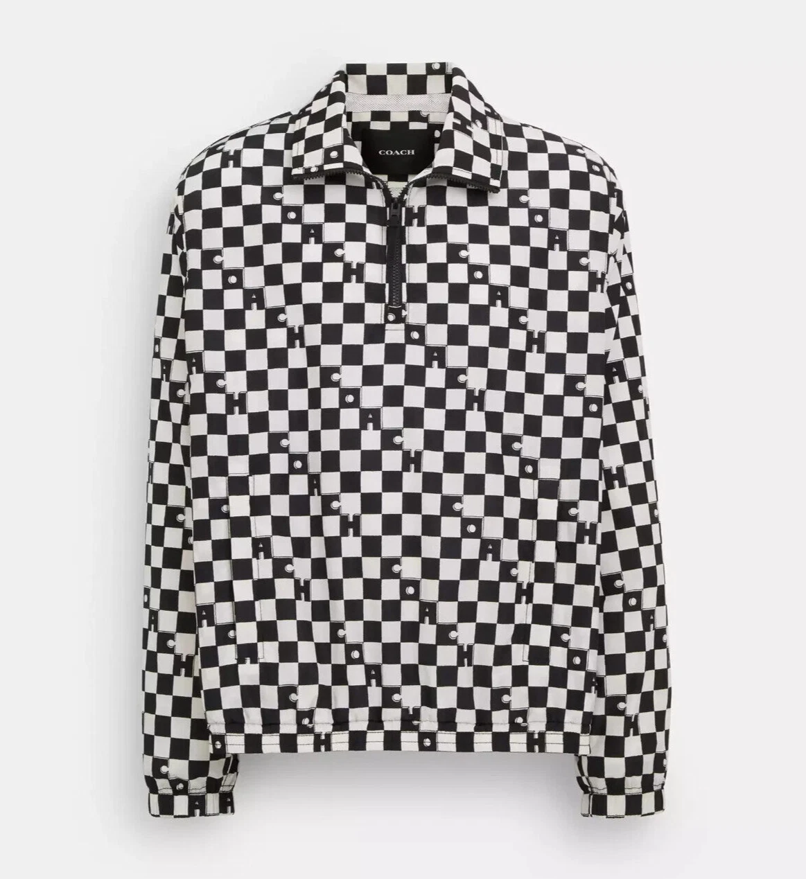 Coach frangivento da uomo bianco e nero con cerniera quarto (CO806) taglia L Nuovo con etichette