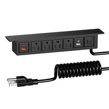 Under Desk Power Strip with USB-20W, Desk Mount Outlet with 5FT Spring Cord, ...
