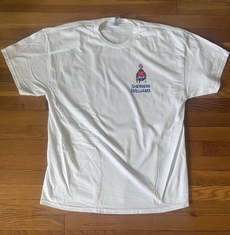 Three (3) Sherwin- Williams TShirts Mens XL White Crewneck Painters Short Sleeve