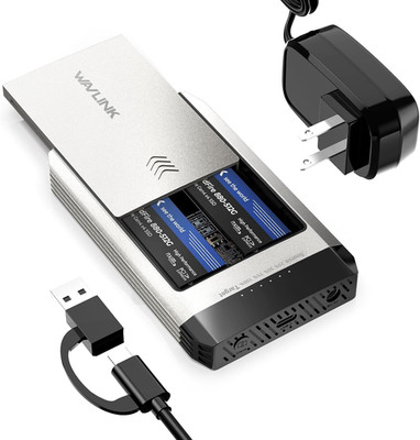 WAVLINK M.2 SSD Cloner, 20Gbps Nvme Cloner Dual-Bay SSD Enclosure, Tool-Free M.2