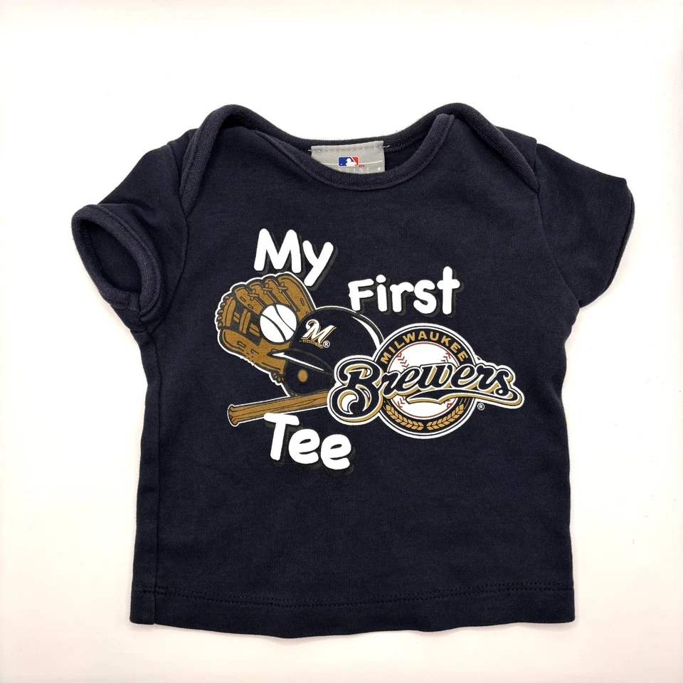 Milwaukee Brewers MLB My First Brewers Tee Shirt Size 3-6 Months w/ Khaki Shorts - Image 2 of 4