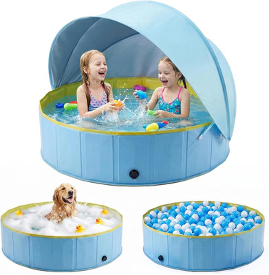 Kiddie Pool with Canopy, Large Foldable Pool Detachable UPF 50+ Sunshade | 48In 