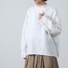 ICHI Antiquites Ruffled Long Sleeve Shirt Free Size White Unused From Japan