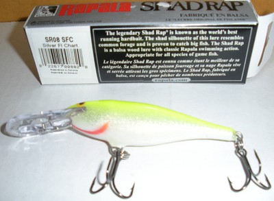 Rapala SR8SFC 3-1/4'' Shad Rap 1/2 Oz Silver/Fluorescent Chartreuse