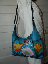 ANUSCHKA  BUTTERFLY GARDEN HAND PAINTED LEATH...