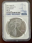 2021 T2 $1 Silver Eagle NGC MS-70 Early Releases Label American Dollar