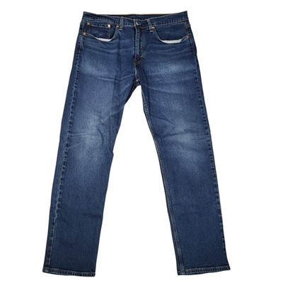 Levis 502 Jeans Mens 34x32 (Fits 35x31) Regular Tapered Blue Whiskered Stretch