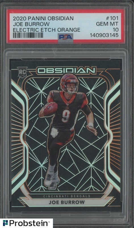 Joe Burrow 2020 Panini Obsidian Electric Etch Orange RC Rookie /75 PSA 10