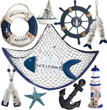 Coastal 10 PCS Nautical Wall Decor Set - Lighthouse, Anchor, Starfish More