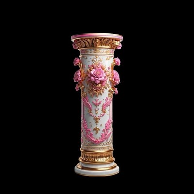 Vintage Rococo Pillar Silicone Mold, Rose Flower Column Mold for Candle , Resin 