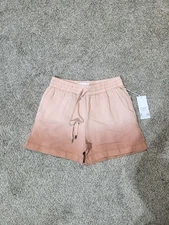 C&C California Womens Size Small Linen Blend Cuffed Pink Ombre Drawstring Shorts