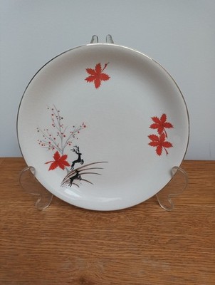 Vtg 1950s Alfred Meakin Iconic Leaping Stag Red Leaf Pattern Side Plate x 1
