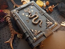 Grimoire  Journals Blank 600 Aged Pages Black Snake Witch Spell Book 8x6 inch